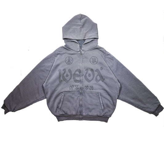 ' RUNES ' VINTAGE GREY ZIPUP